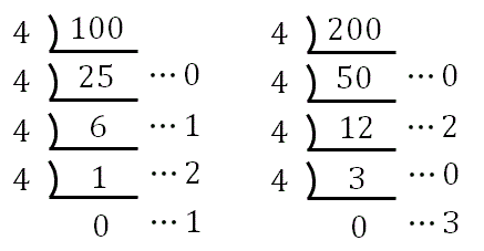 10進数から4進数への変換
